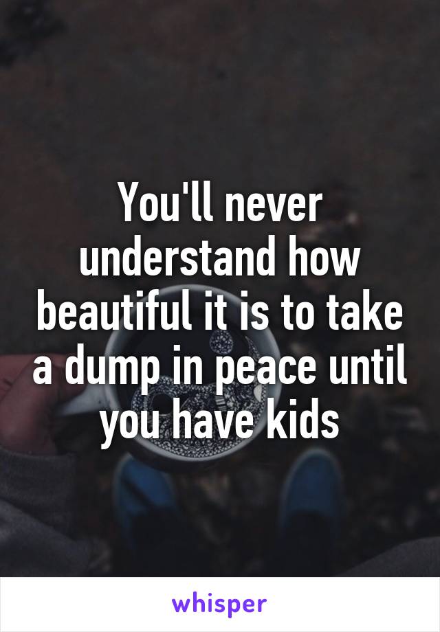 You'll never understand how beautiful it is to take a dump in peace until you have kids