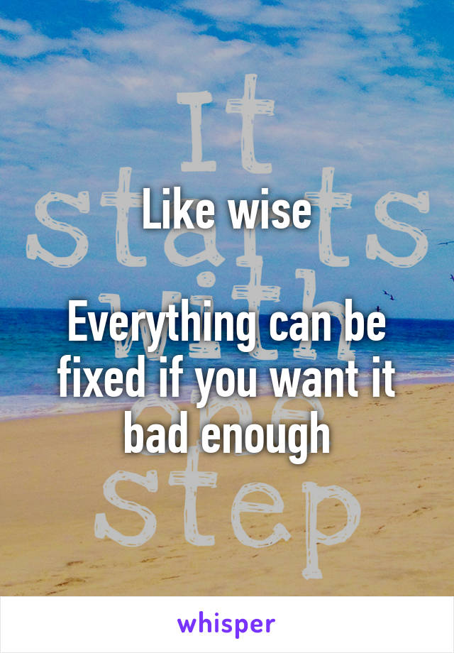 Like wise

Everything can be fixed if you want it bad enough