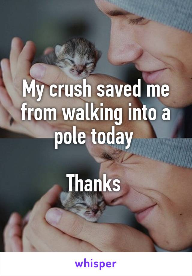 My crush saved me from walking into a pole today 

Thanks 