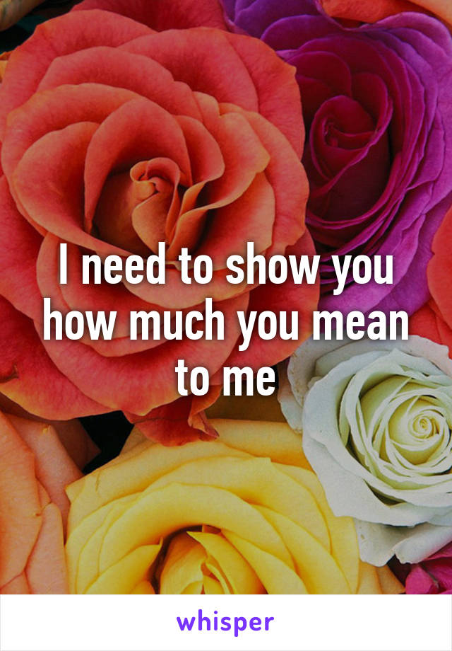 I need to show you how much you mean to me