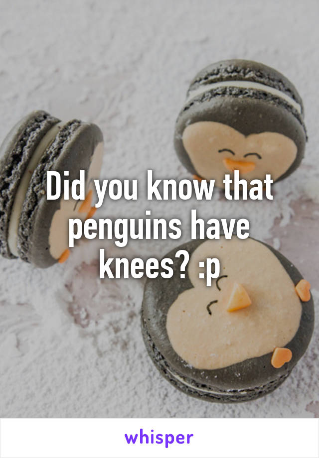 Did you know that penguins have knees? :p