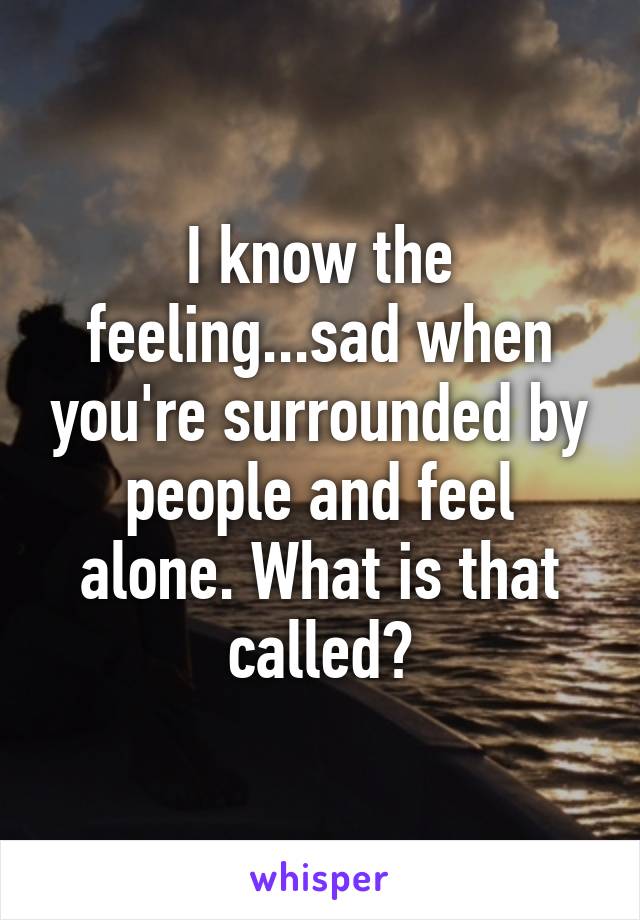 I know the feeling...sad when you're surrounded by people and feel alone. What is that called?