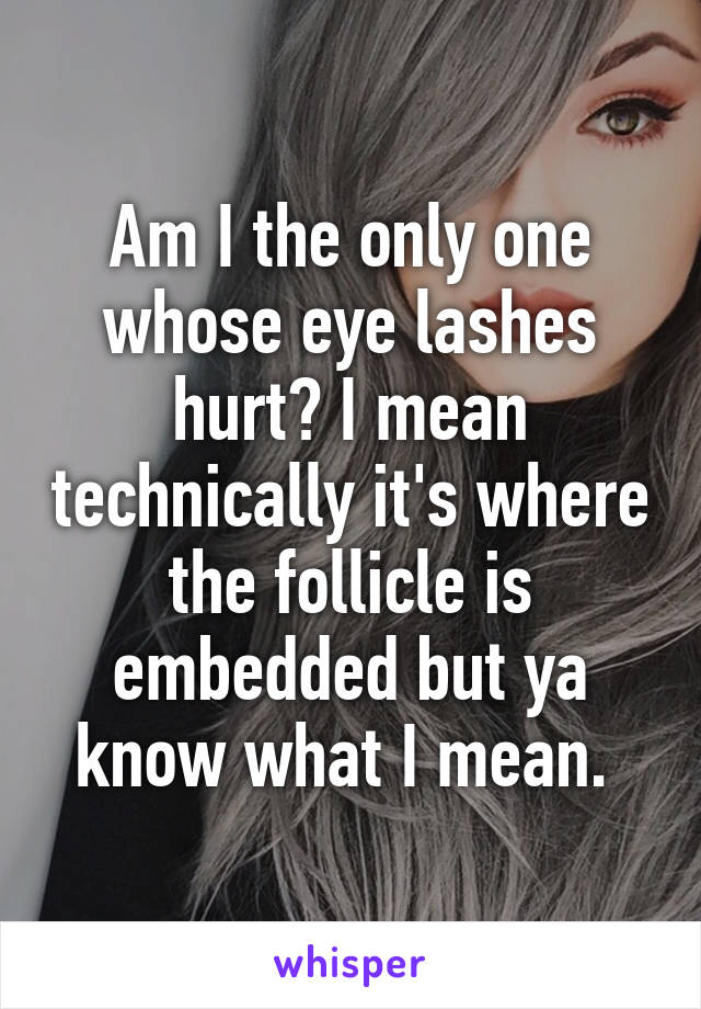 Am I the only one whose eye lashes hurt? I mean technically it's where the follicle is embedded but ya know what I mean. 