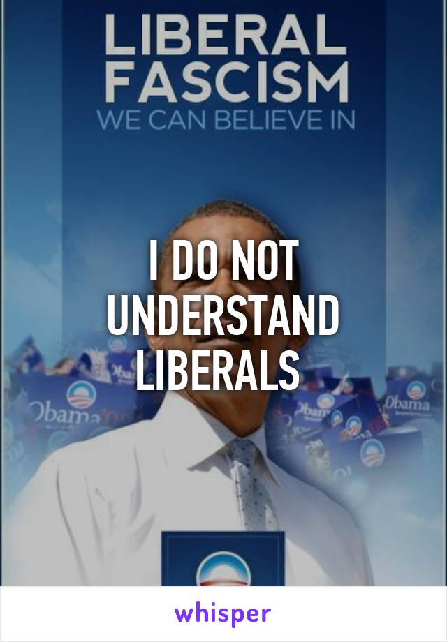 I DO NOT UNDERSTAND LIBERALS 