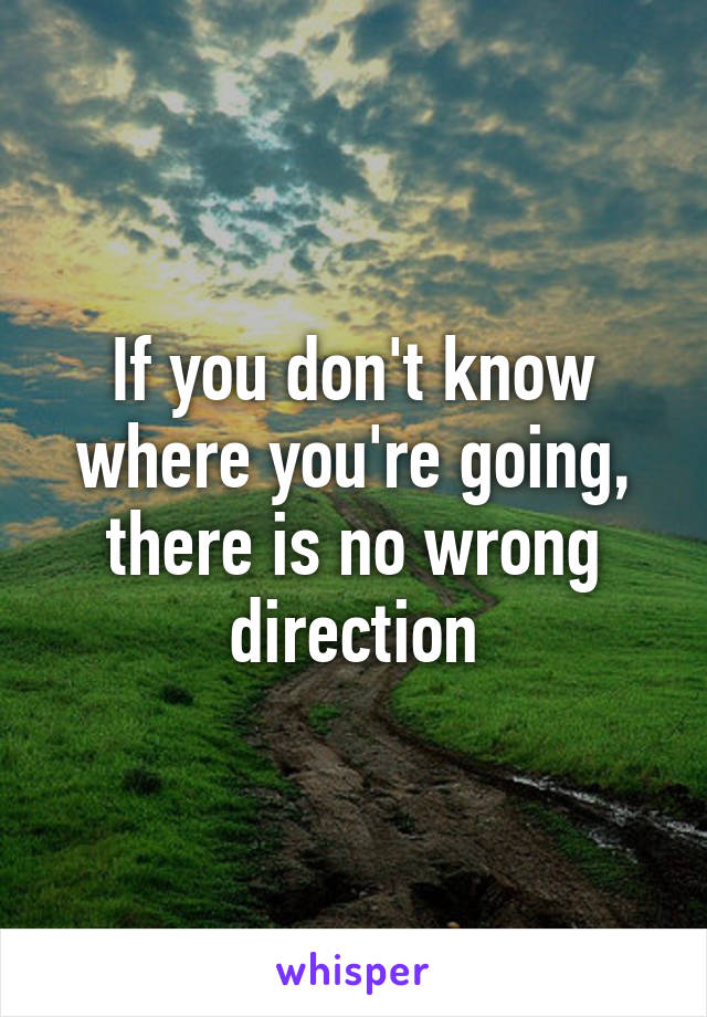 If you don't know where you're going, there is no wrong direction