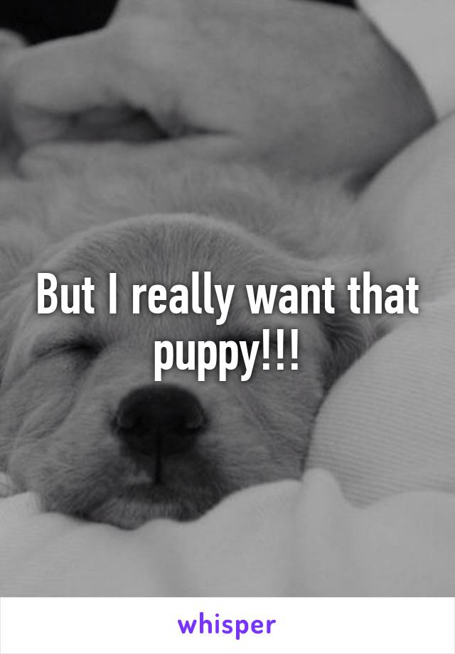 But I really want that puppy!!!