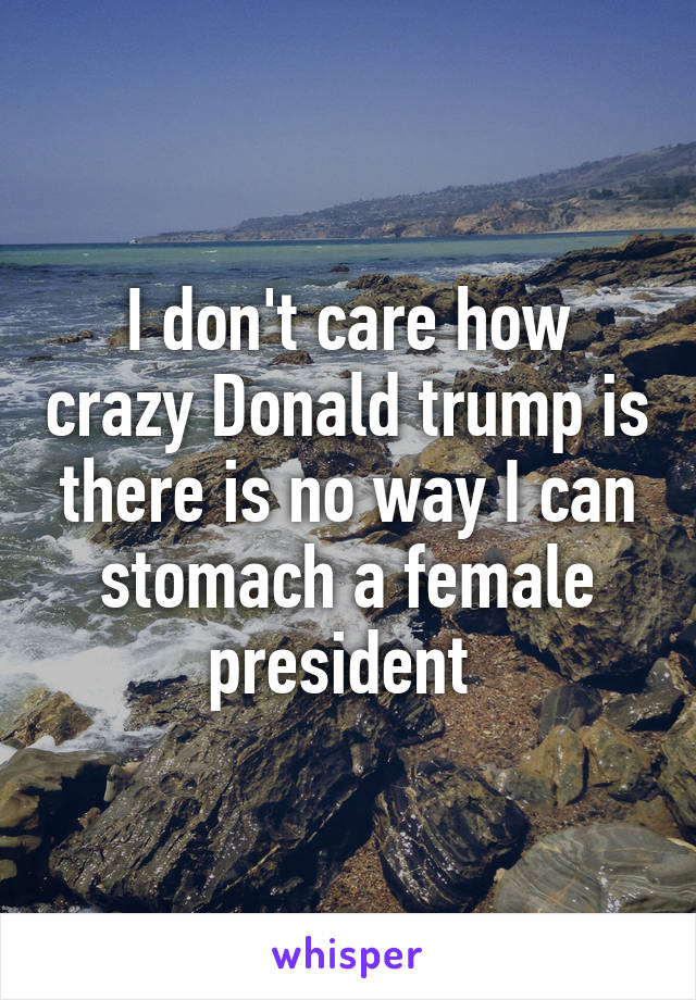 I don't care how crazy Donald trump is there is no way I can stomach a female president 