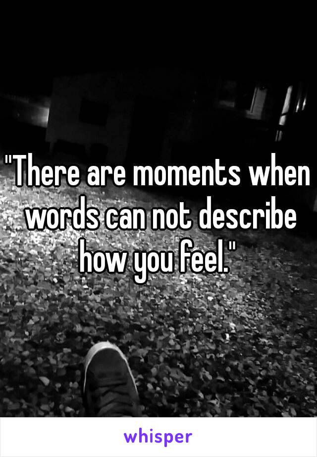 "There are moments when words can not describe how you feel." 