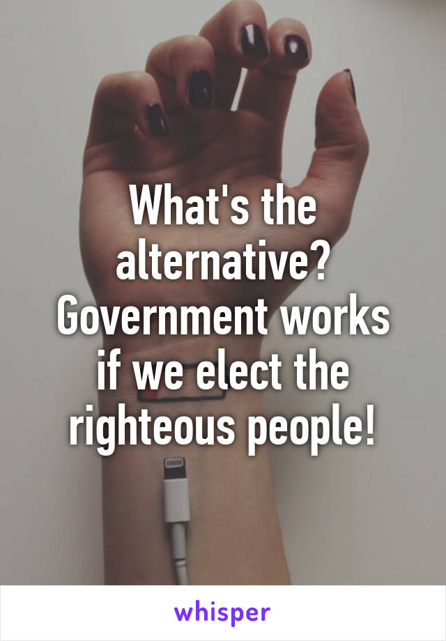 What's the alternative?
Government works if we elect the righteous people!