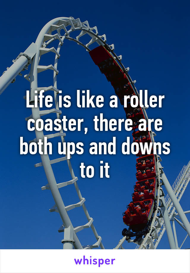 Life is like a roller coaster, there are both ups and downs to it