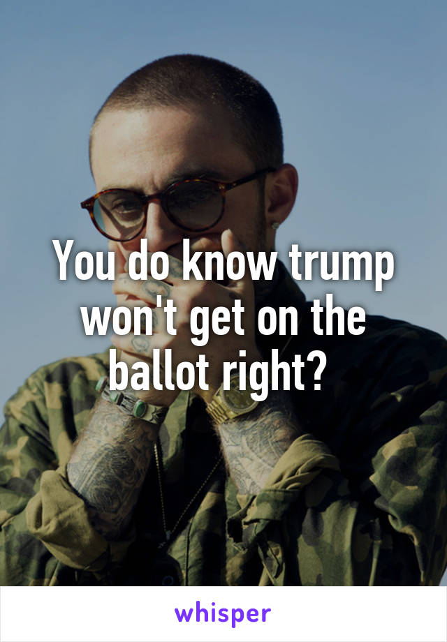 You do know trump won't get on the ballot right? 