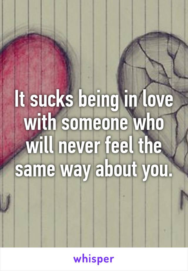 It sucks being in love with someone who will never feel the same way about you.