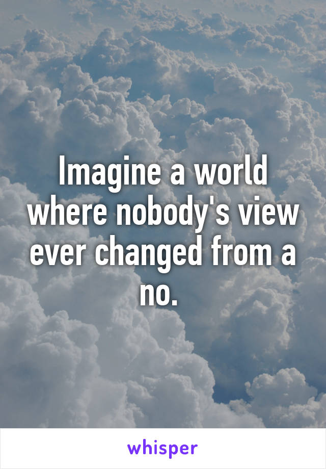 Imagine a world where nobody's view ever changed from a no. 