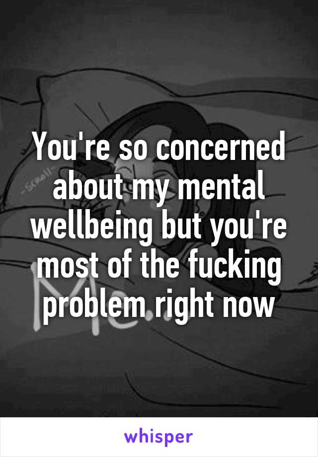 You're so concerned about my mental wellbeing but you're most of the fucking problem right now