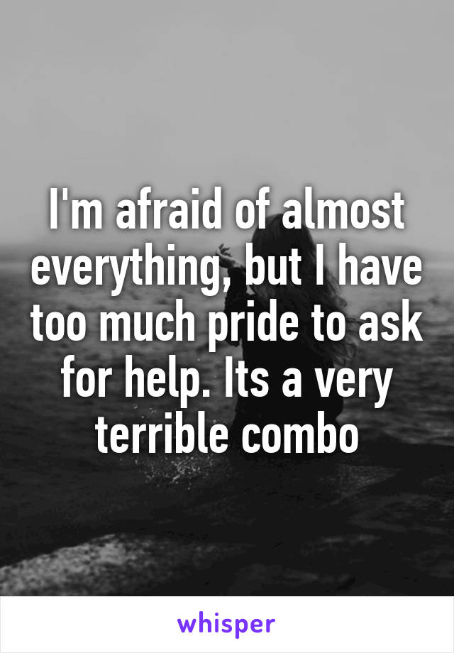 I'm afraid of almost everything, but I have too much pride to ask for help. Its a very terrible combo