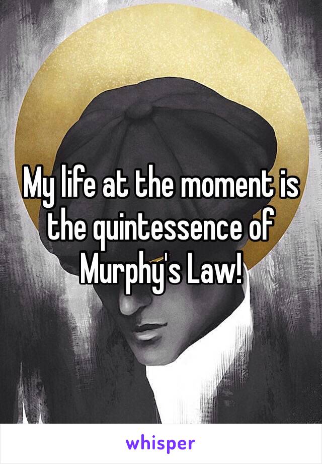 My life at the moment is the quintessence of Murphy's Law!