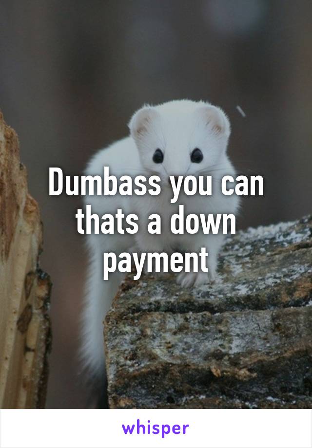 Dumbass you can thats a down payment