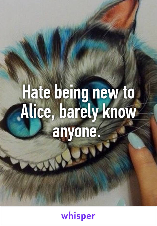 Hate being new to Alice, barely know anyone. 