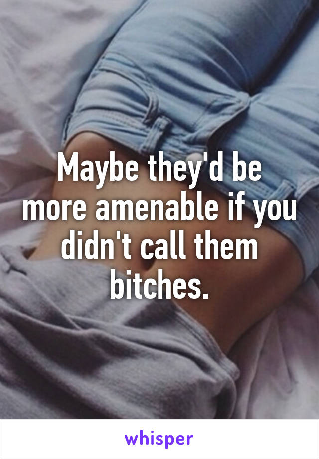 Maybe they'd be more amenable if you didn't call them bitches.