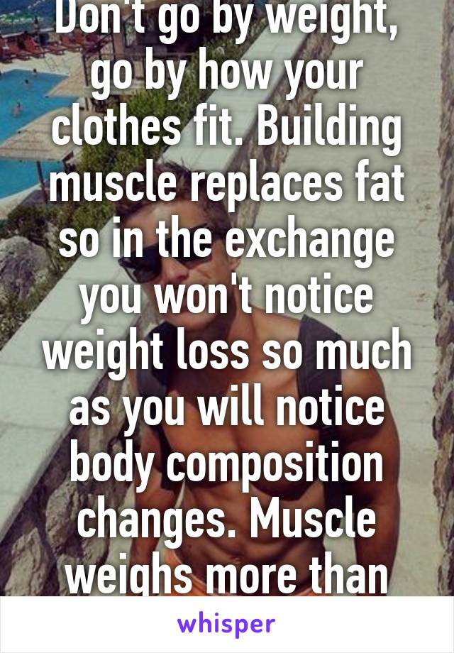 Don't go by weight, go by how your clothes fit. Building muscle replaces fat so in the exchange you won't notice weight loss so much as you will notice body composition changes. Muscle weighs more than fat. 