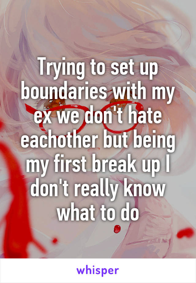 Trying to set up boundaries with my ex we don't hate eachother but being my first break up I don't really know what to do