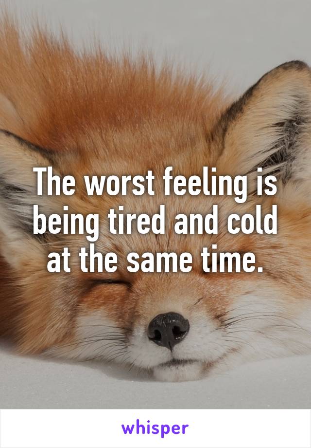 The worst feeling is being tired and cold at the same time.