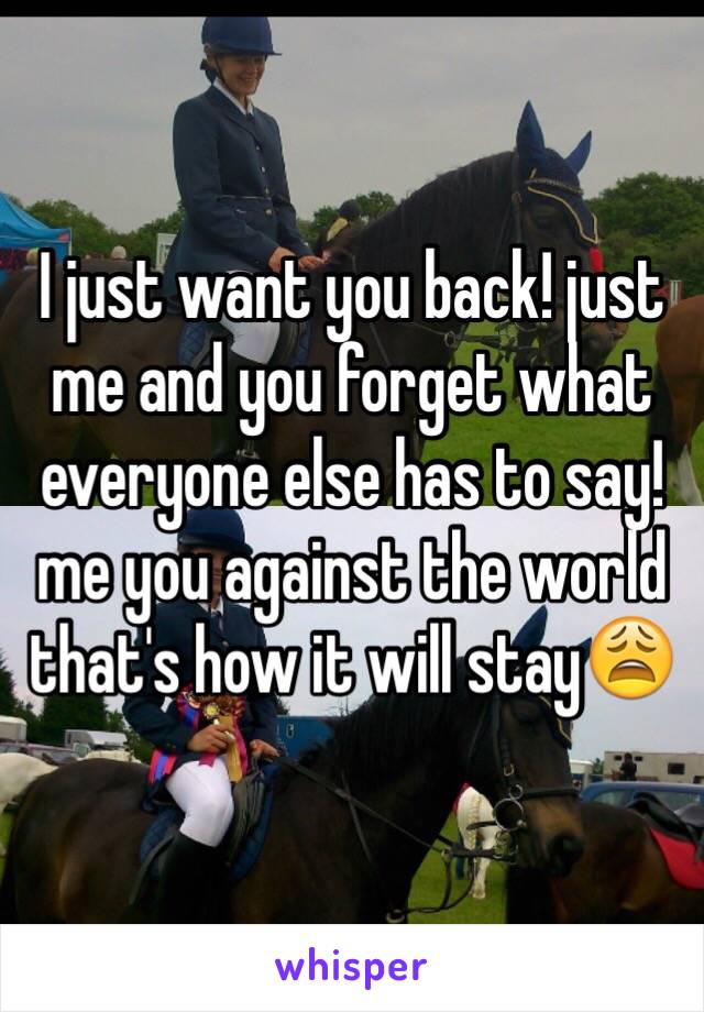 I just want you back! just me and you forget what everyone else has to say! me you against the world that's how it will stay😩