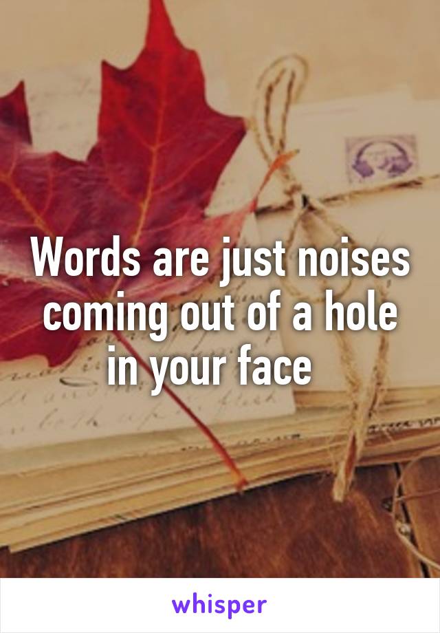 Words are just noises coming out of a hole in your face  