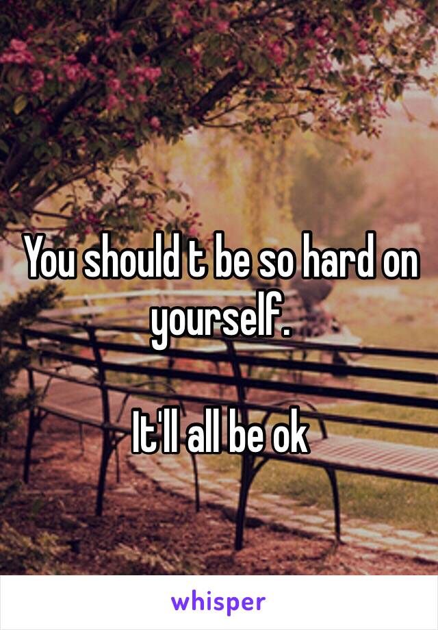 You should t be so hard on yourself. 

It'll all be ok 