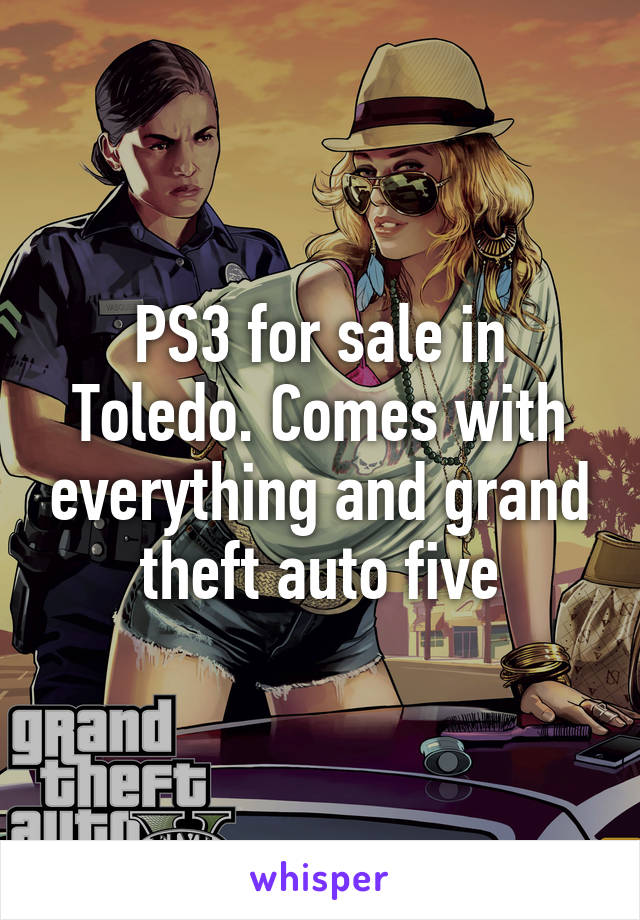 PS3 for sale in Toledo. Comes with everything and grand theft auto five