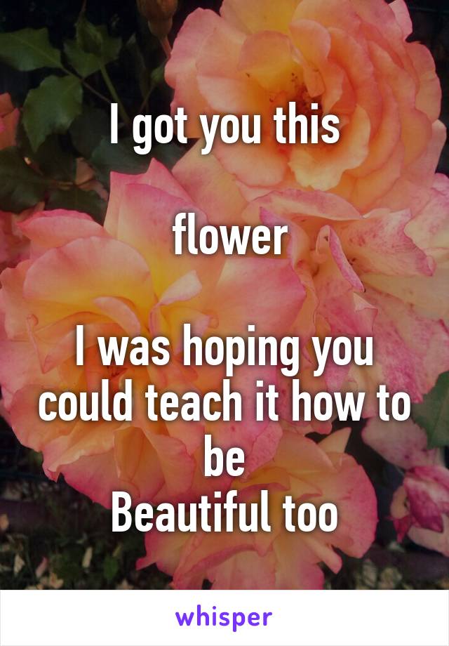 I got you this

 flower

I was hoping you could teach it how to be
Beautiful too