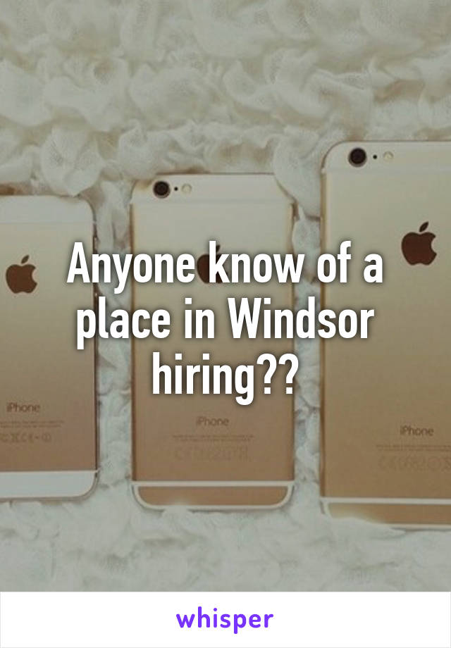 Anyone know of a place in Windsor hiring??