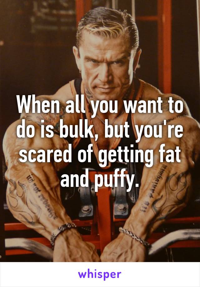 When all you want to do is bulk, but you're scared of getting fat and puffy.