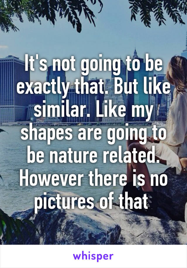 It's not going to be exactly that. But like similar. Like my shapes are going to be nature related. However there is no pictures of that 