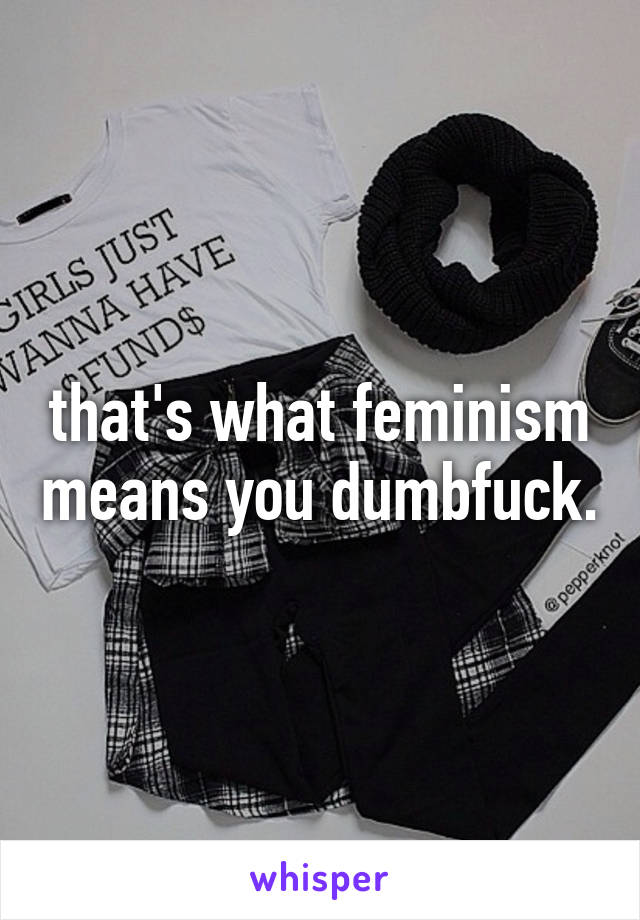 that's what feminism means you dumbfuck.