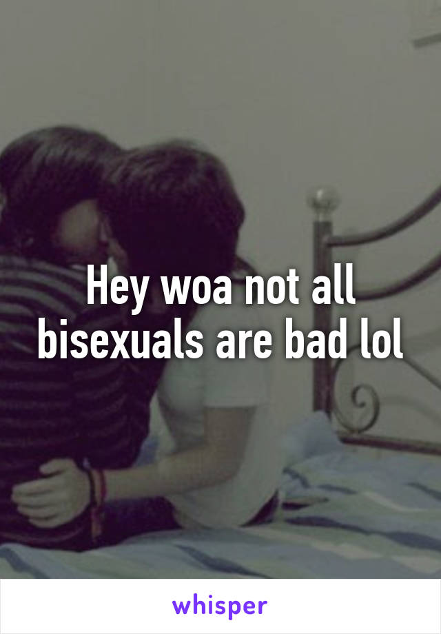 Hey woa not all bisexuals are bad lol