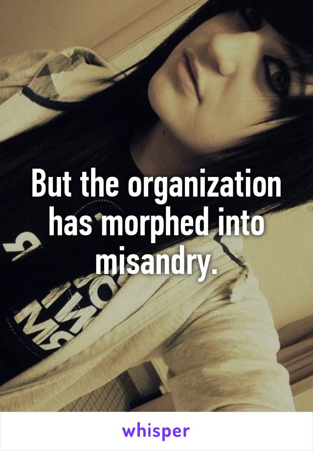 But the organization has morphed into misandry.