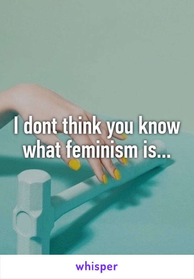 I dont think you know what feminism is...