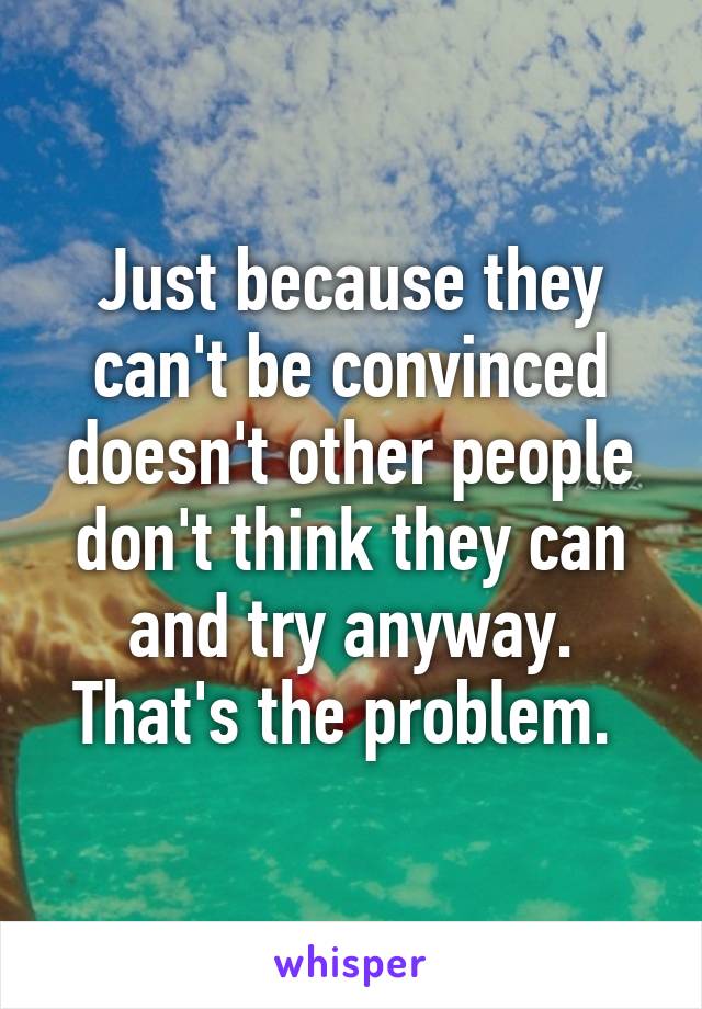 Just because they can't be convinced doesn't other people don't think they can and try anyway. That's the problem. 