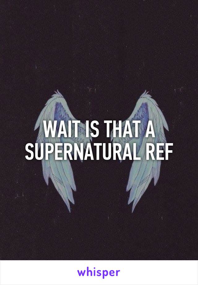 WAIT IS THAT A SUPERNATURAL REF