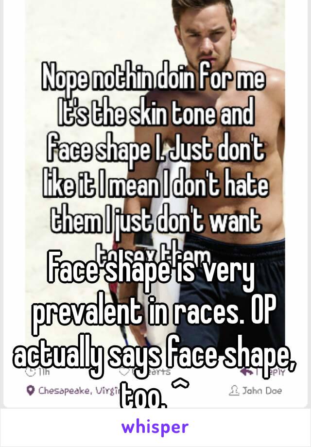 Face shape is very prevalent in races. OP actually says face shape, too. ^