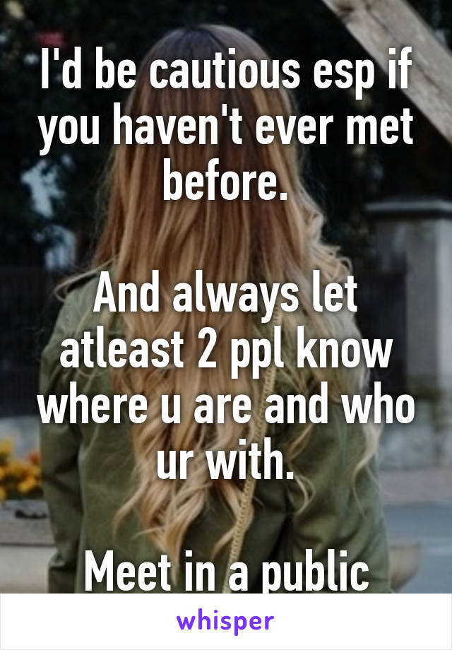 Ehhh. 

I'd be cautious esp if you haven't ever met before.

And always let atleast 2 ppl know where u are and who ur with.

Meet in a public place. 
With a friend in tow.