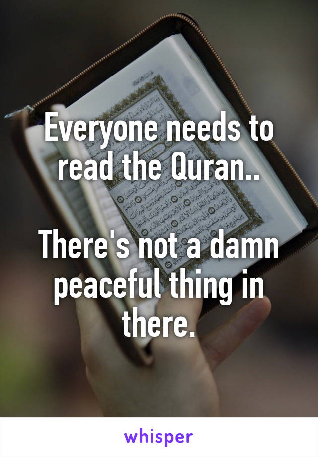 Everyone needs to read the Quran..

There's not a damn peaceful thing in there.