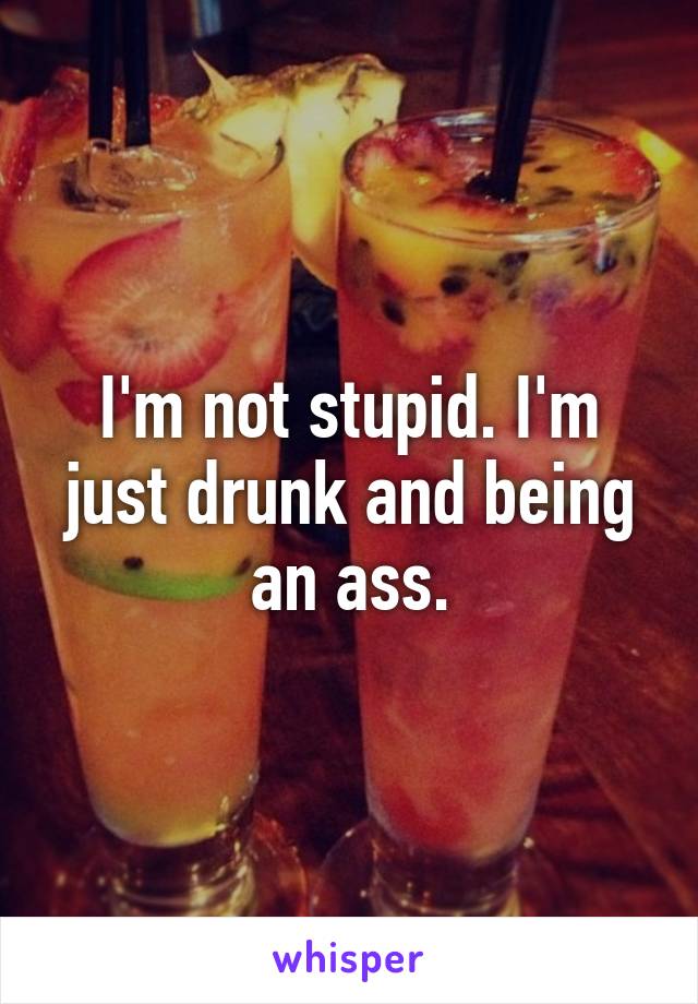 I'm not stupid. I'm just drunk and being an ass.