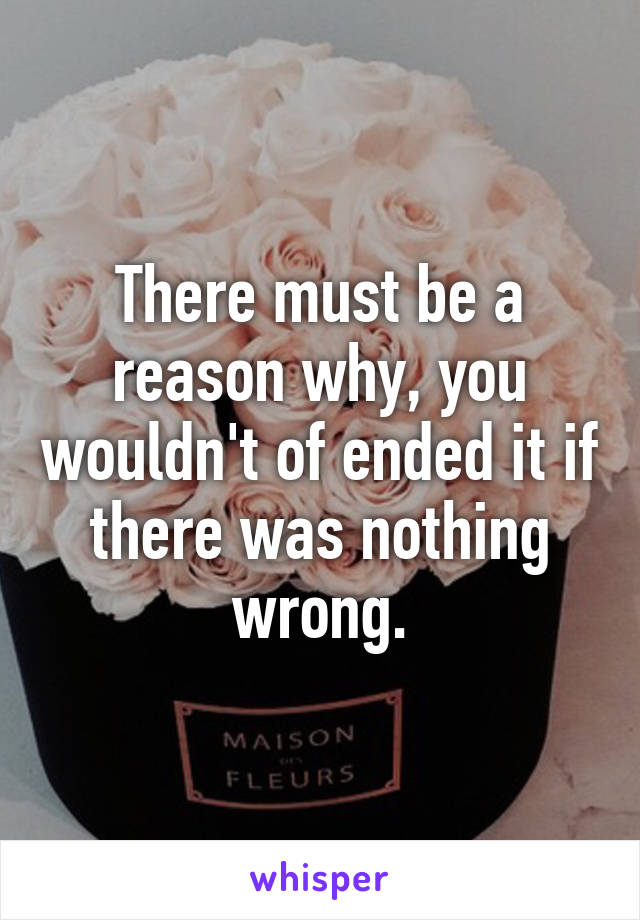 There must be a reason why, you wouldn't of ended it if there was nothing wrong.