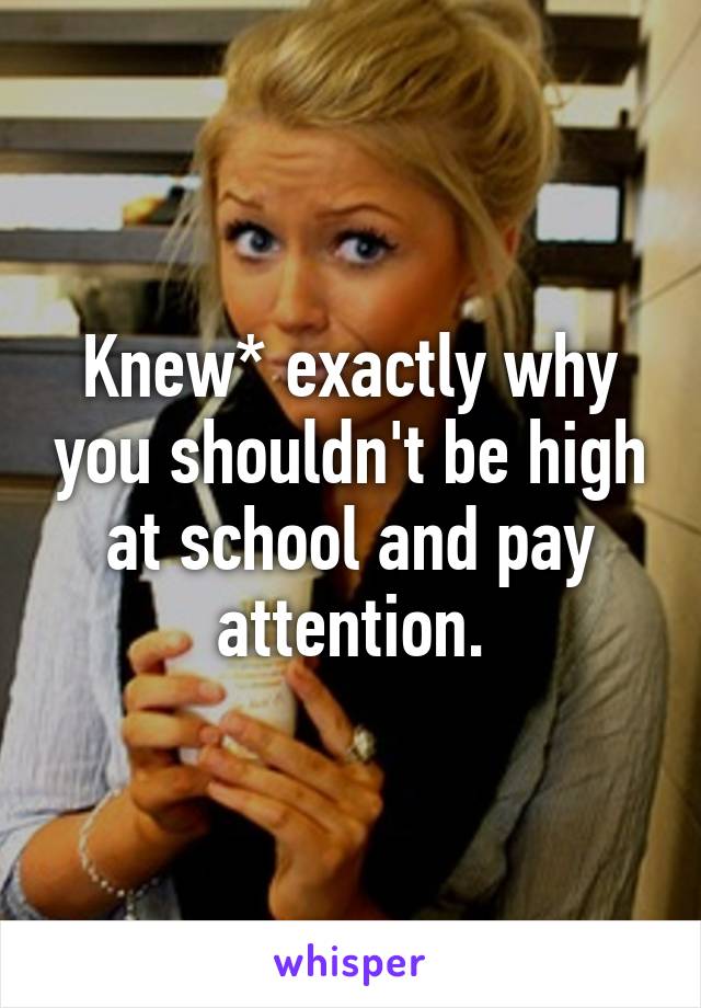 Knew* exactly why you shouldn't be high at school and pay attention.