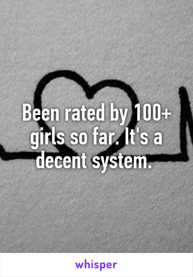 Been rated by 100+ girls so far. It's a decent system. 