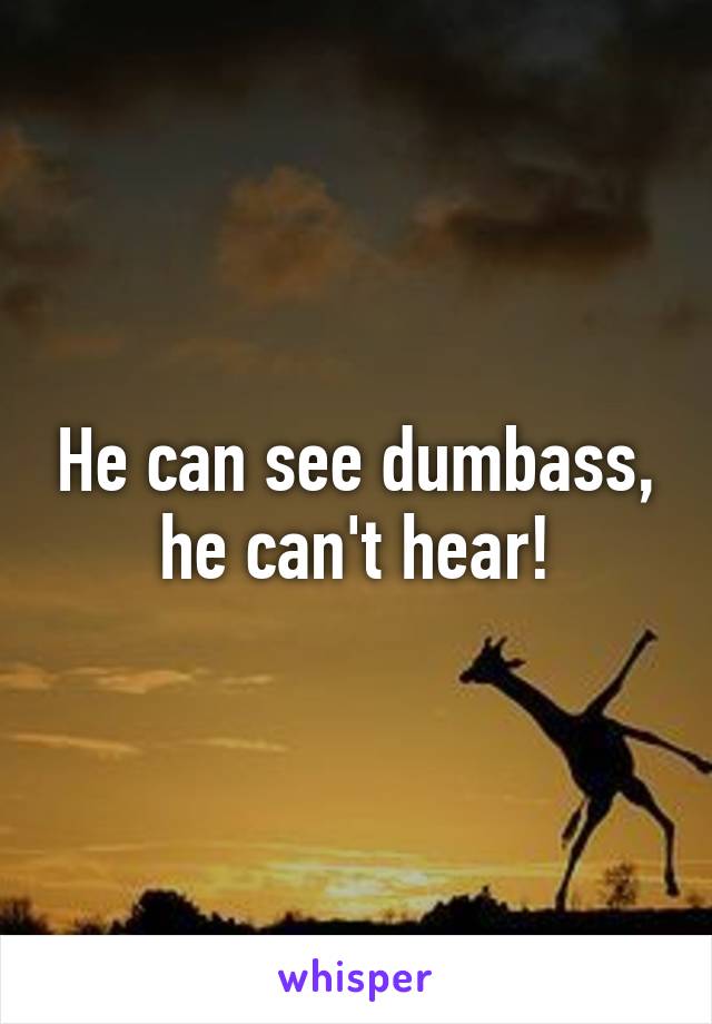 He can see dumbass, he can't hear!