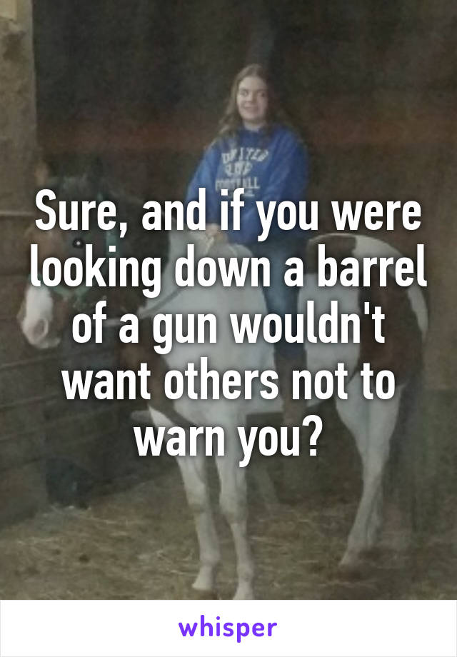 Sure, and if you were looking down a barrel of a gun wouldn't want others not to warn you?