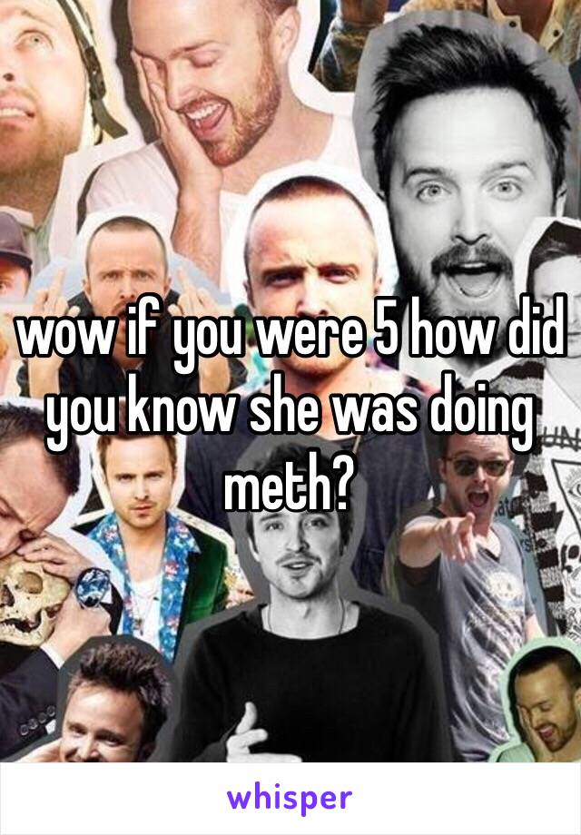 wow if you were 5 how did you know she was doing meth?